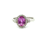 Modern Pink Sapphire and Diamond 18Kt White Gold Ring