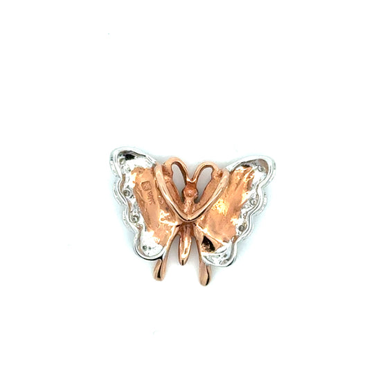 Modern Inlay Opal and Diamond 14Kt White/Yellow Gold Pendant