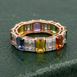 Modern 5.39cttw Multi Color Sapphire and Diamond 18Kt Yellow Gold Eternity Ring