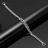 Modern Diamond and 14Kt White Gold Link Bracelet