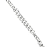 Modern Diamond and 14Kt White Gold Link Bracelet