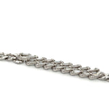 Modern Diamond and 14Kt White Gold Link Bracelet