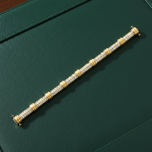 Contemporary 4.50cttw Diamond Double Row 14Kt Yellow Gold Bracelet