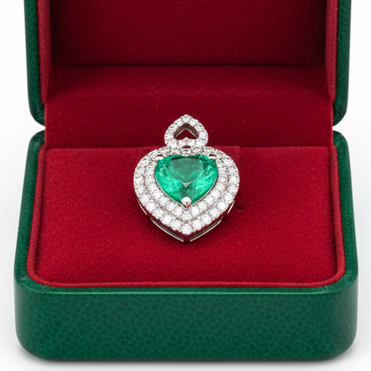 Contemporary Designer A.V. 3.34ct Colombian Emerald & Diamond 14K White Gold Pendant