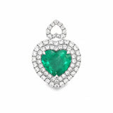 Contemporary Designer A.V. 3.34ct Colombian Emerald & Diamond 14K White Gold Pendant