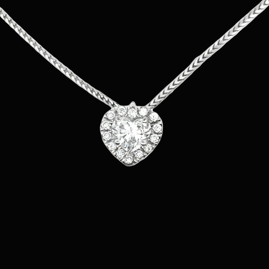 Modern Heart Shape Diamond & 14K White Gold Necklace