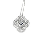 Contemporary Diamond & Sapphire Platinum & 18K White Gold Necklace