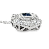 Contemporary Diamond & Sapphire Platinum & 18K White Gold Necklace