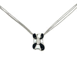 Estate Designer Asch Grossbardt Diamond, Mother of Pearl, Onyx 18Kt/14Kt White Gold Necklace
