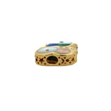 Estate Designer Asch Grossbardt Bunny Diamond & Multi Color Semi Precious 14K Yellow Gold Pendant
