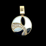 Designer Asch Grossbardt Diamond, Onyx, Mother of Pearl 14K Yellow Gold Pendant
