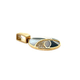 Designer Asch Grossbardt Diamond, Onyx, Mother of Pearl 14K Yellow Gold Pendant