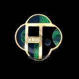 Designer Asch Grossbardt Mother of pearl, Turquoise, Malachite, Diamond, Onyx, Coral 14K Yellow Gold Pendant