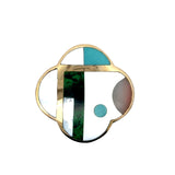 Designer Asch Grossbardt Mother of pearl, Turquoise, Malachite, Diamond, Onyx, Coral 14K Yellow Gold Pendant