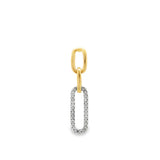 Designer Italian Paper Clip Diamond 14K White & Yellow Gold Earring