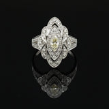 Vintage Filigree Diamond 14k White Gold Ring