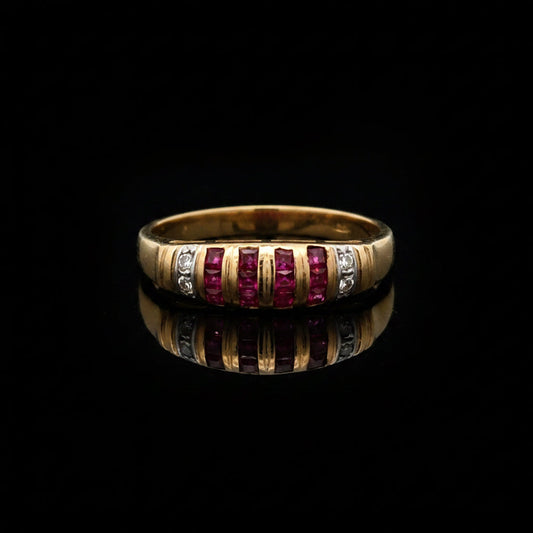 Vintage Ruby & Diamond 14K Yellow/White Gold Ring