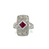 Vintage Ruby & Diamond 14K White Gold Ring