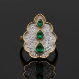 Vintage Emerald & Diamond 14K Yellow & White Gold Ring