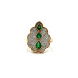 Vintage Emerald & Diamond 14K Yellow & White Gold Ring