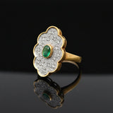 Vintage Emerald & Diamond 14K Yellow Gold Ring