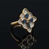 Vintage Sapphire & Diamond 14K Yellow & White Gold Ring