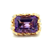 Vintage Diamond & Amethsyt 14K Yellow Gold Ring