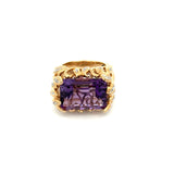 Vintage Diamond & Amethsyt 14K Yellow Gold Ring