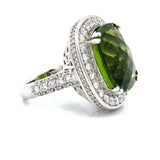 Vintage Peridot & Diamond 14K White Gold Ring