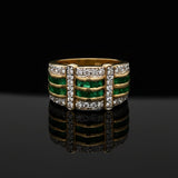 Vintage Diamond & Emerald 14K White & Yellow Ring