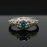 Vintage Irr. Blue Diamond 14K White Gold Ring