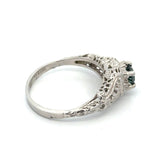 Vintage Irr. Blue Diamond 14K White Gold Ring