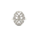 Vintage Filigree Diamond 14k White Gold Ring