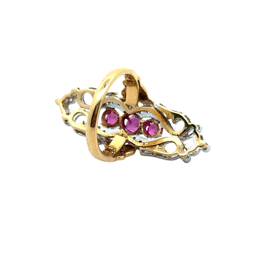 Vintage Ruby & Diamond 18k Yellow/White Gold Ring