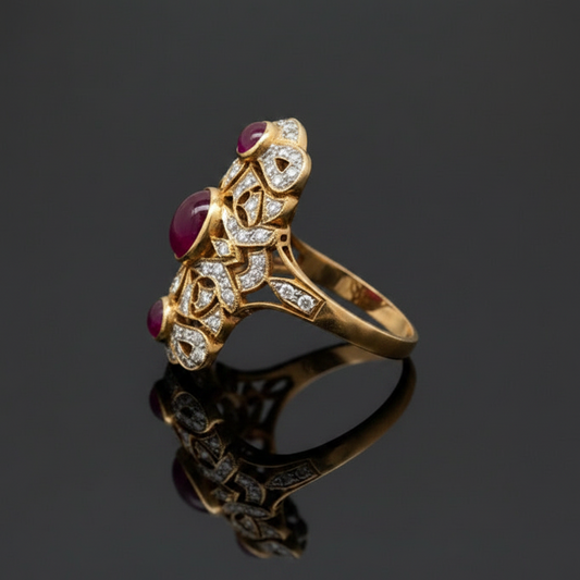 Vintage Ruby & Diamond 18k Yellow/White Gold Ring