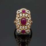 Vintage Ruby & Diamond 18k Yellow/White Gold Ring