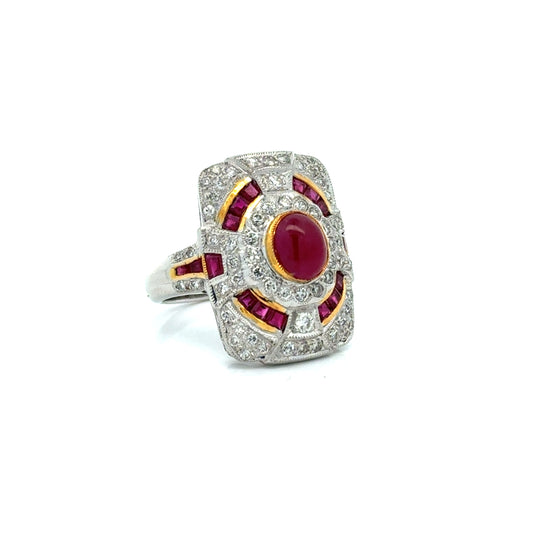 Vintage Ruby & Diamond 18k Yellow/White Gold Ring