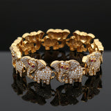 Vintage Elephant Diamond & Ruby 18K Yellow Gold Bracelet