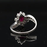 Estate Gem Ruby and Diamond 18K White Gold Ring