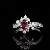 Estate Gem Ruby and Diamond 18K White Gold Ring