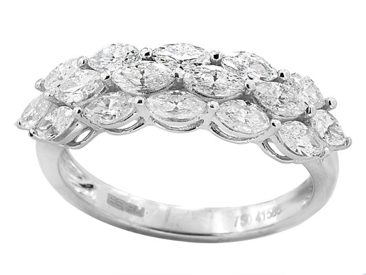 Effy Diamond and 14K White Gold Three Row Ring
