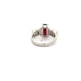 Estate 1.97 ct Step Cut Fine Ruby Diamond Platinum Ring 14600