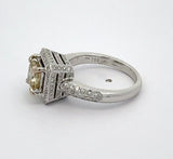 Estate 1.06 ct Natural Fancy Brownish Greenish Yellow (GIA) Diamond 18K White Gold Ring 14739