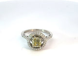 Estate 1.31 ct Natural Fancy Brownish Greenish Yellow (GIA) Diamond 14K White Gold Ring 14740