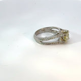 Estate Designer Verriago 1.21 ct Natural Fancy Yellow (GIA) Diamond 18K White Gold Ring 14738