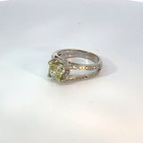 Estate Designer Verriago 1.21 ct Natural Fancy Yellow (GIA) Diamond 18K White Gold Ring 14738