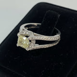 Estate Designer Verragio 1.21 ct Natural Fancy Yellow (GIA) Diamond 18K White Gold Ring 14738