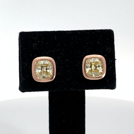 Designer Maya Lianna 3.07 cttw Natural Fancy Brownish Yellow Diamond (GIA) 14K Rose Gold Earrings 14745