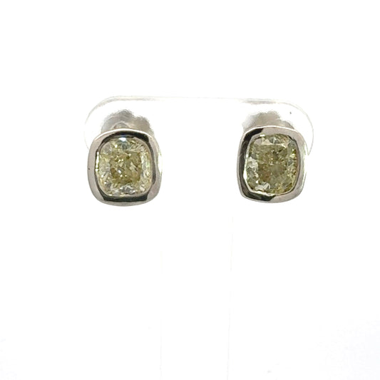 Designer Maya Lianna 2.12 cttw Natural Fancy Gray Greenish Yellow (GIA) Earrings 14748