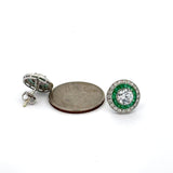 Art Deco Reproduction Aristocrat 1.02 cttw Emerald and Diamond Earrings (Center CZ) 11607